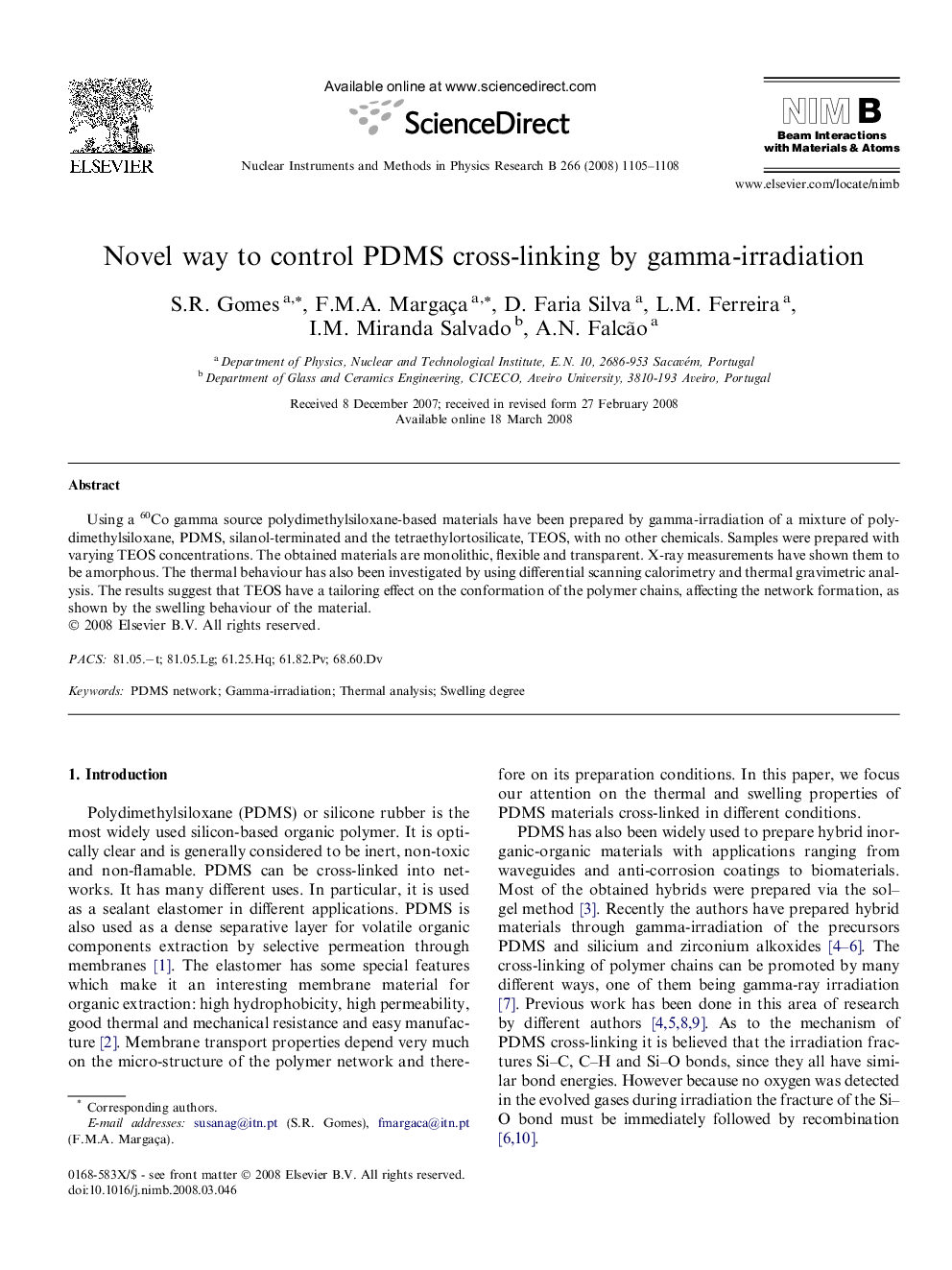 Novel way to control PDMS cross-linking by gamma-irradiation