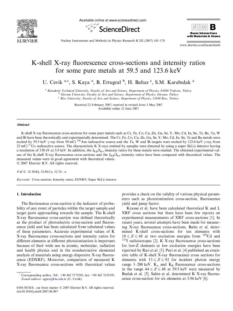 K-shell X-ray fluorescence cross-sections and intensity ratios for some pure metals at 59.5 and 123.6 keV