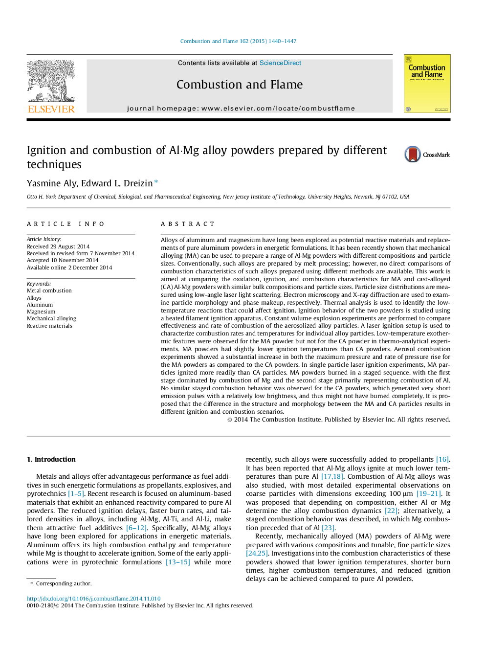 Ignition and combustion of Al·Mg alloy powders prepared by different techniques