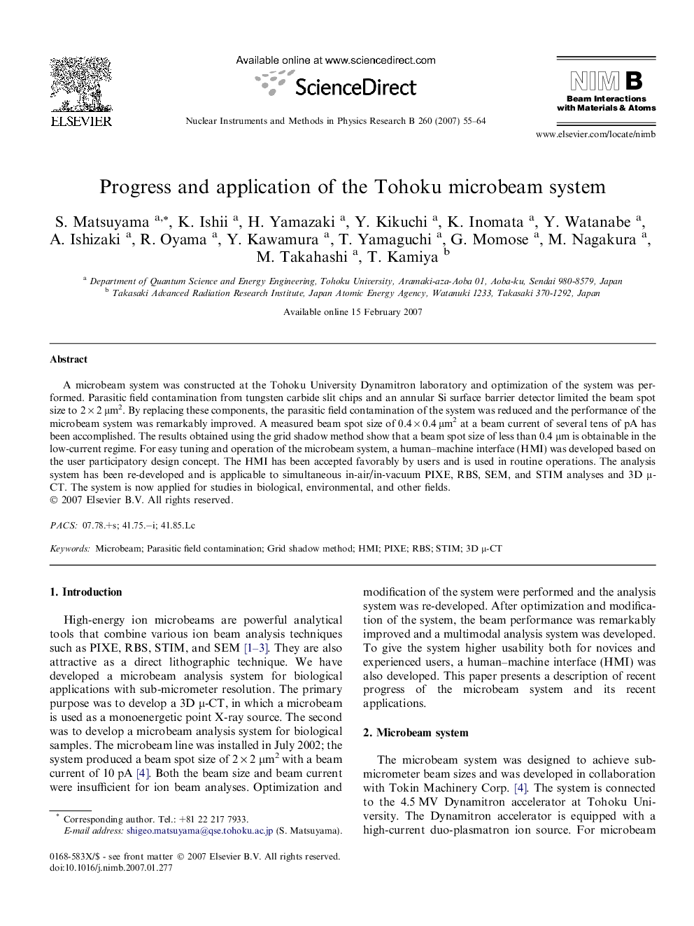 Progress and application of the Tohoku microbeam system