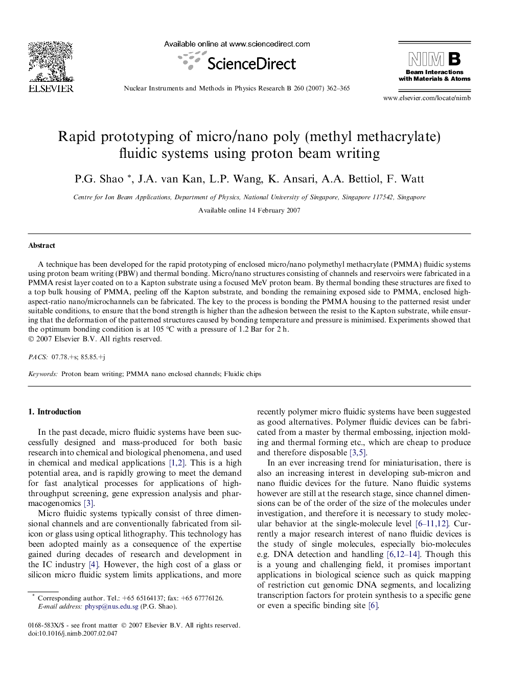 Rapid prototyping of micro/nano poly (methyl methacrylate) fluidic systems using proton beam writing