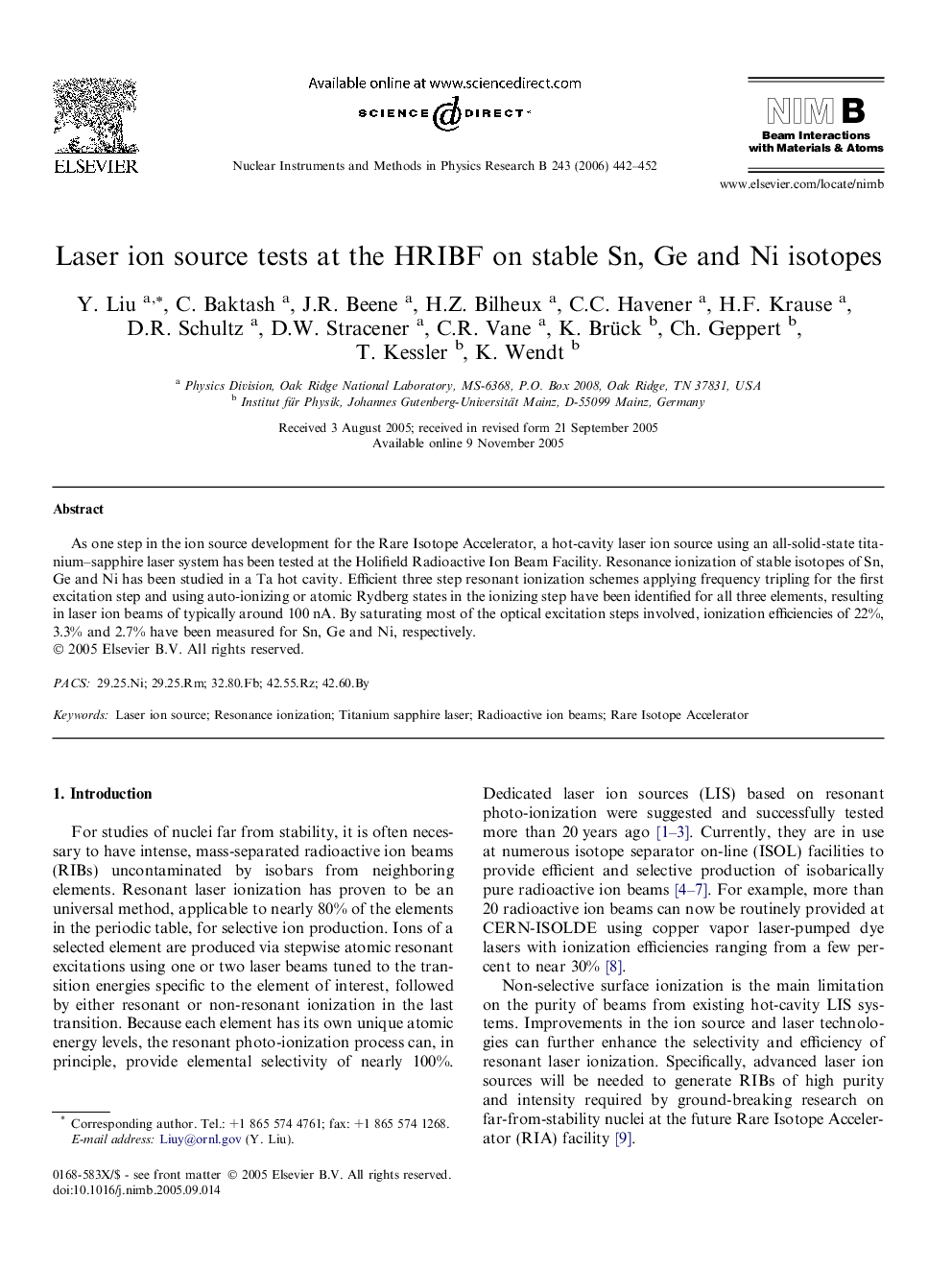 Laser ion source tests at the HRIBF on stable Sn, Ge and Ni isotopes