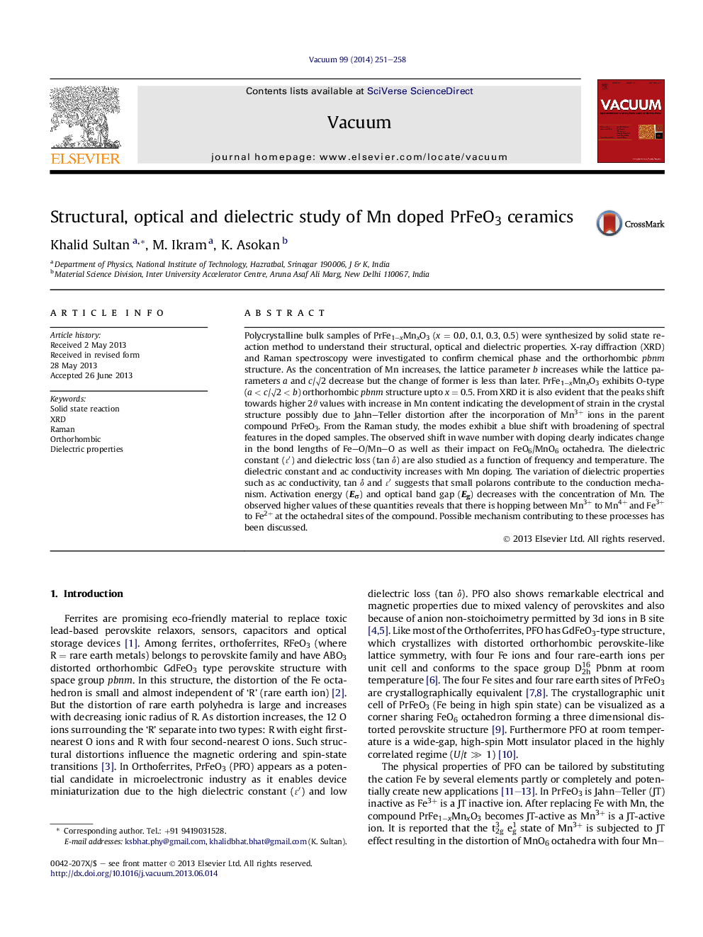 Structural, optical and dielectric study of Mn doped PrFeO3 ceramics