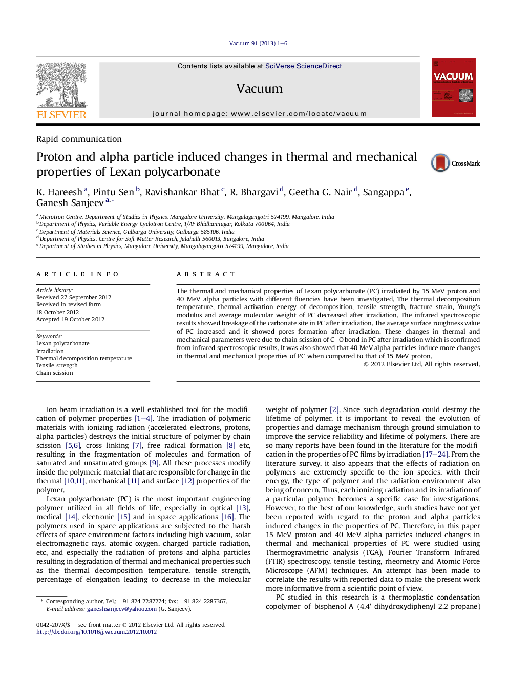 Proton and alpha particle induced changes in thermal and mechanical properties of Lexan polycarbonate