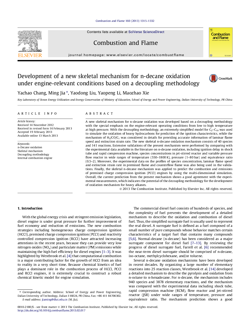 Development of a new skeletal mechanism for n-decane oxidation under engine-relevant conditions based on a decoupling methodology