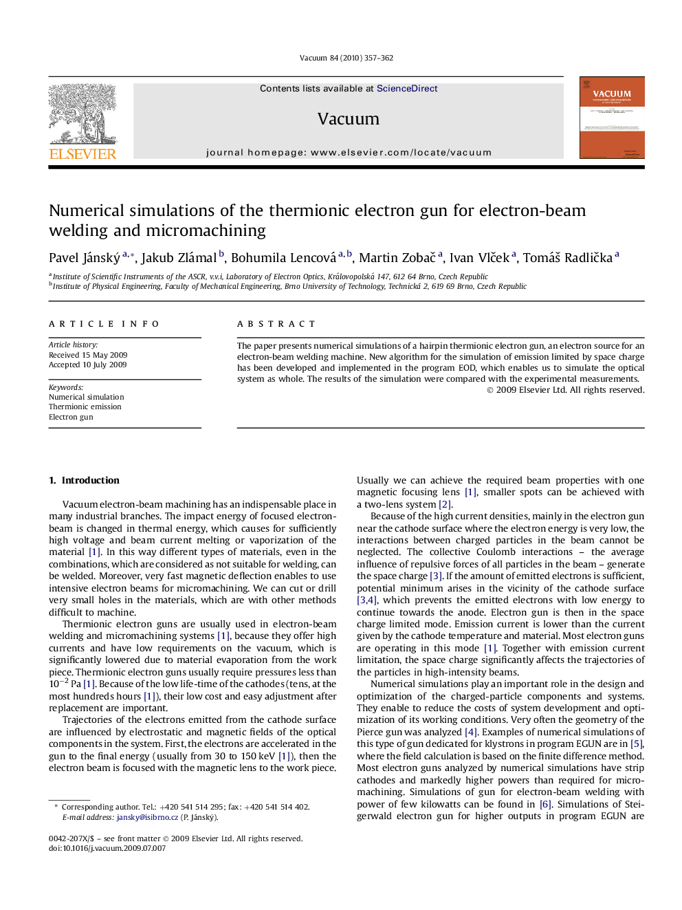 Numerical simulations of the thermionic electron gun for electron-beam welding and micromachining