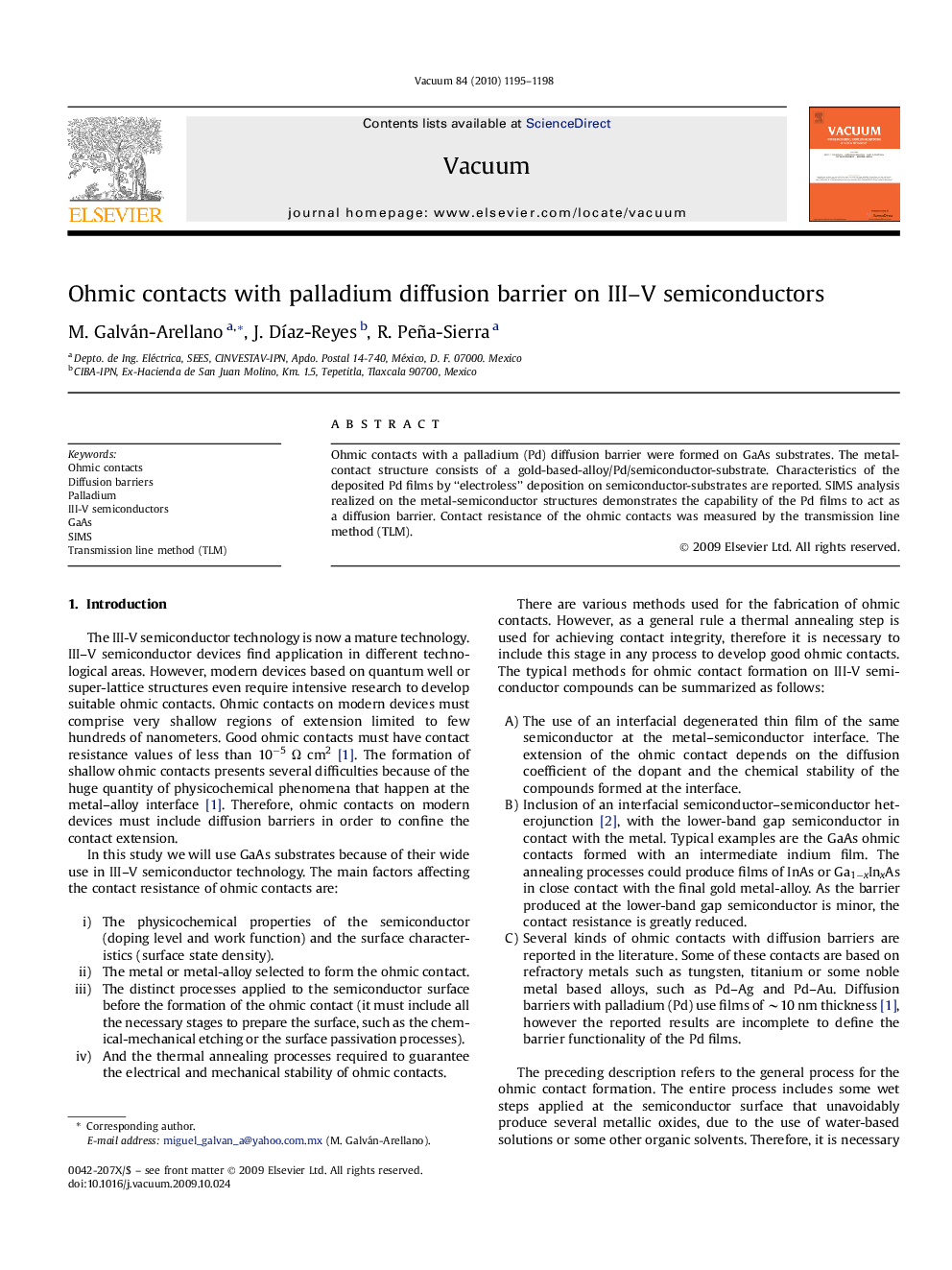 Ohmic contacts with palladium diffusion barrier on III–V semiconductors