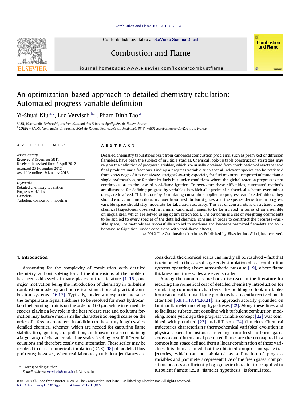 An optimization-based approach to detailed chemistry tabulation: Automated progress variable definition