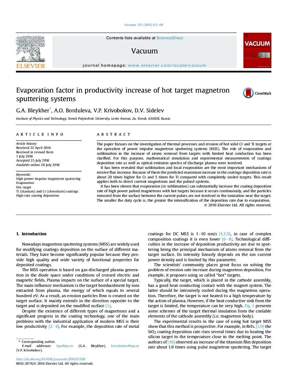 Evaporation factor in productivity increase of hot target magnetron sputtering systems