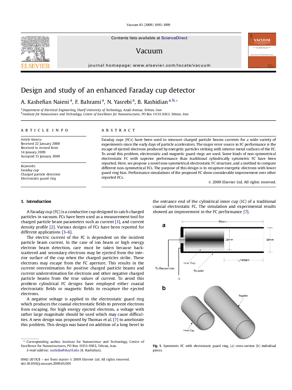 Design and study of an enhanced Faraday cup detector