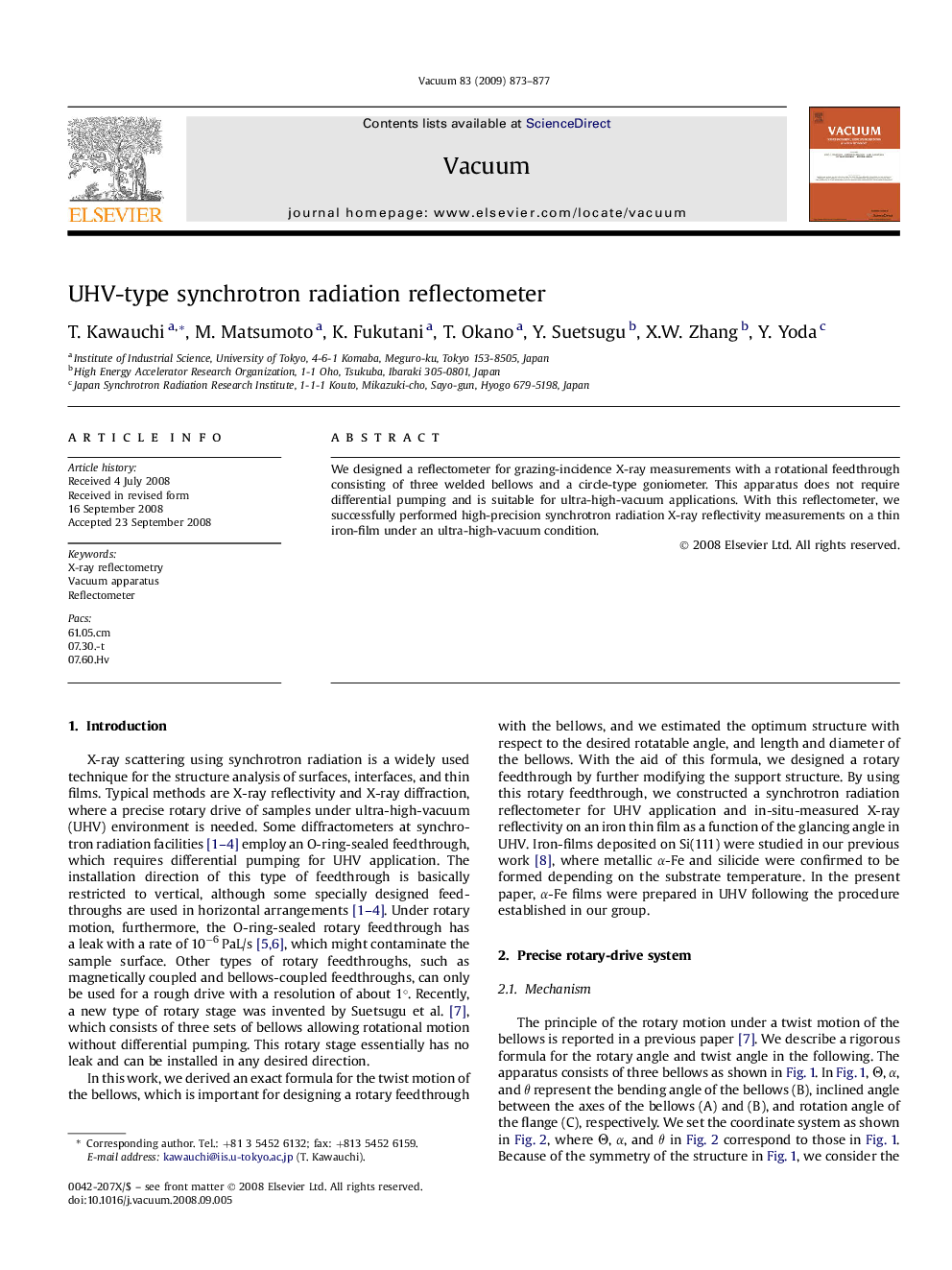 UHV-type synchrotron radiation reflectometer