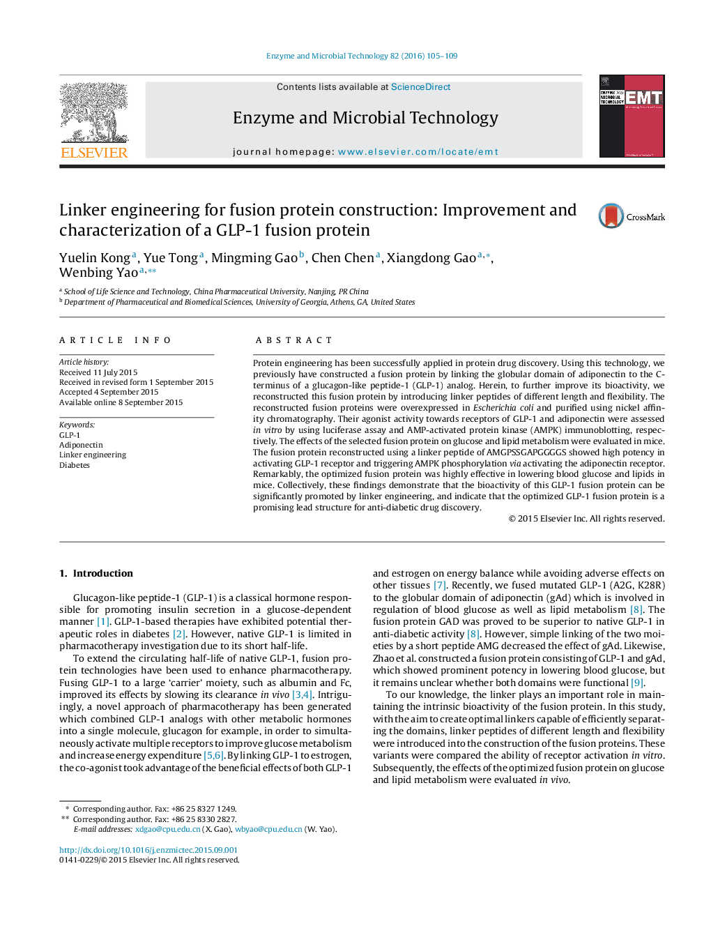 Linker engineering for fusion protein construction: Improvement and characterization of a GLP-1 fusion protein