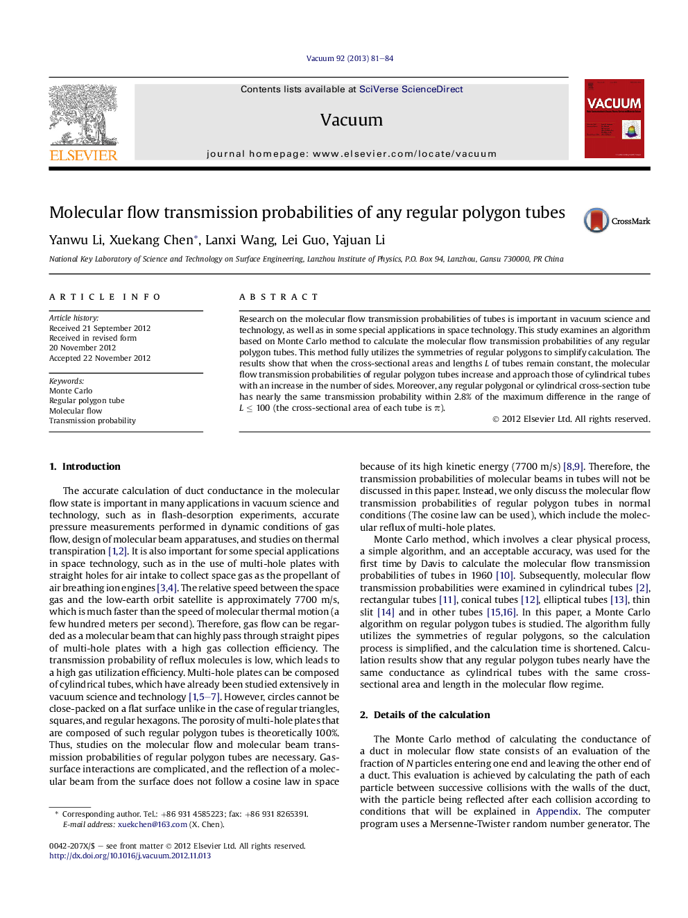 Molecular flow transmission probabilities of any regular polygon tubes