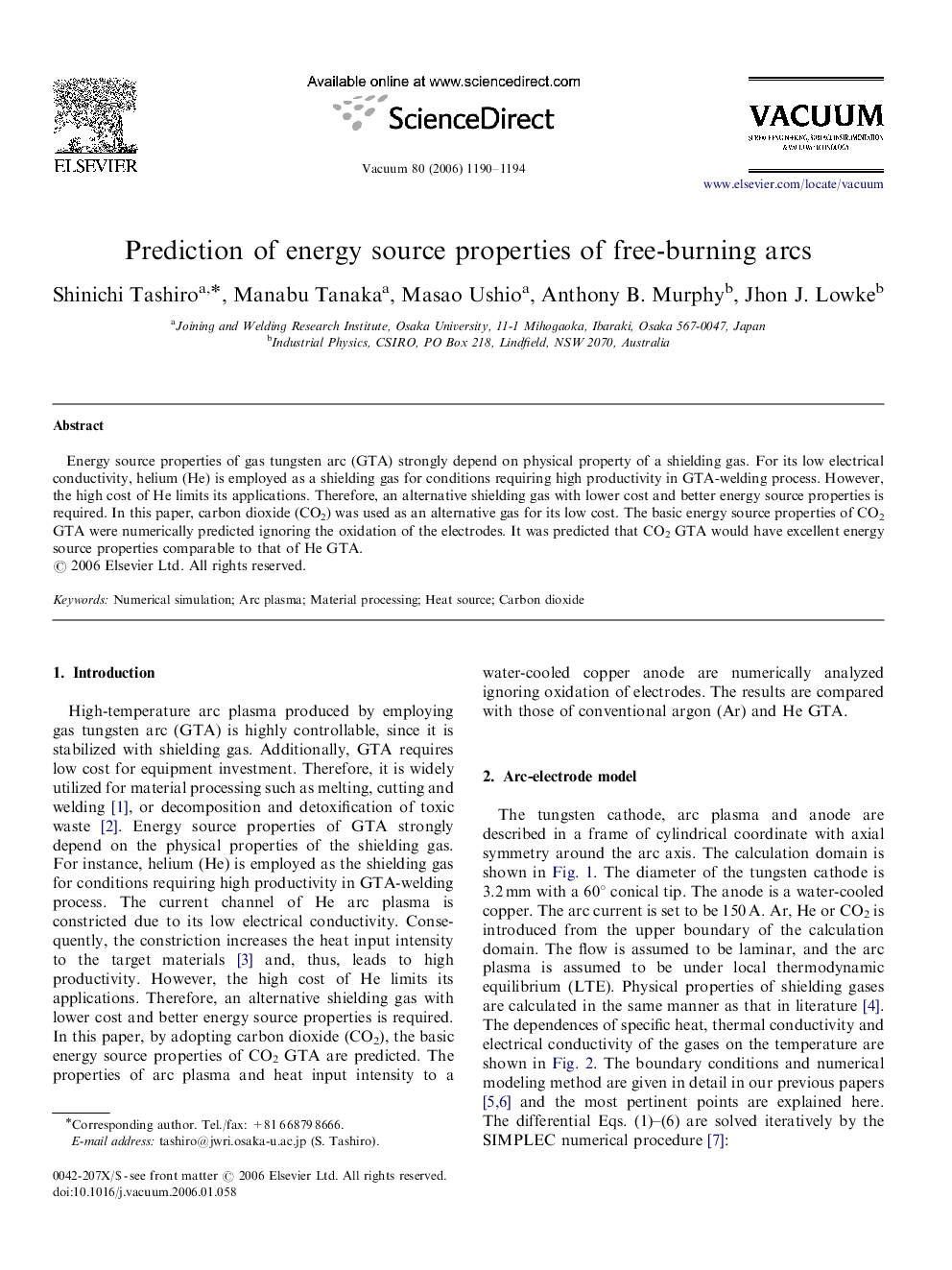 Prediction of energy source properties of free-burning arcs