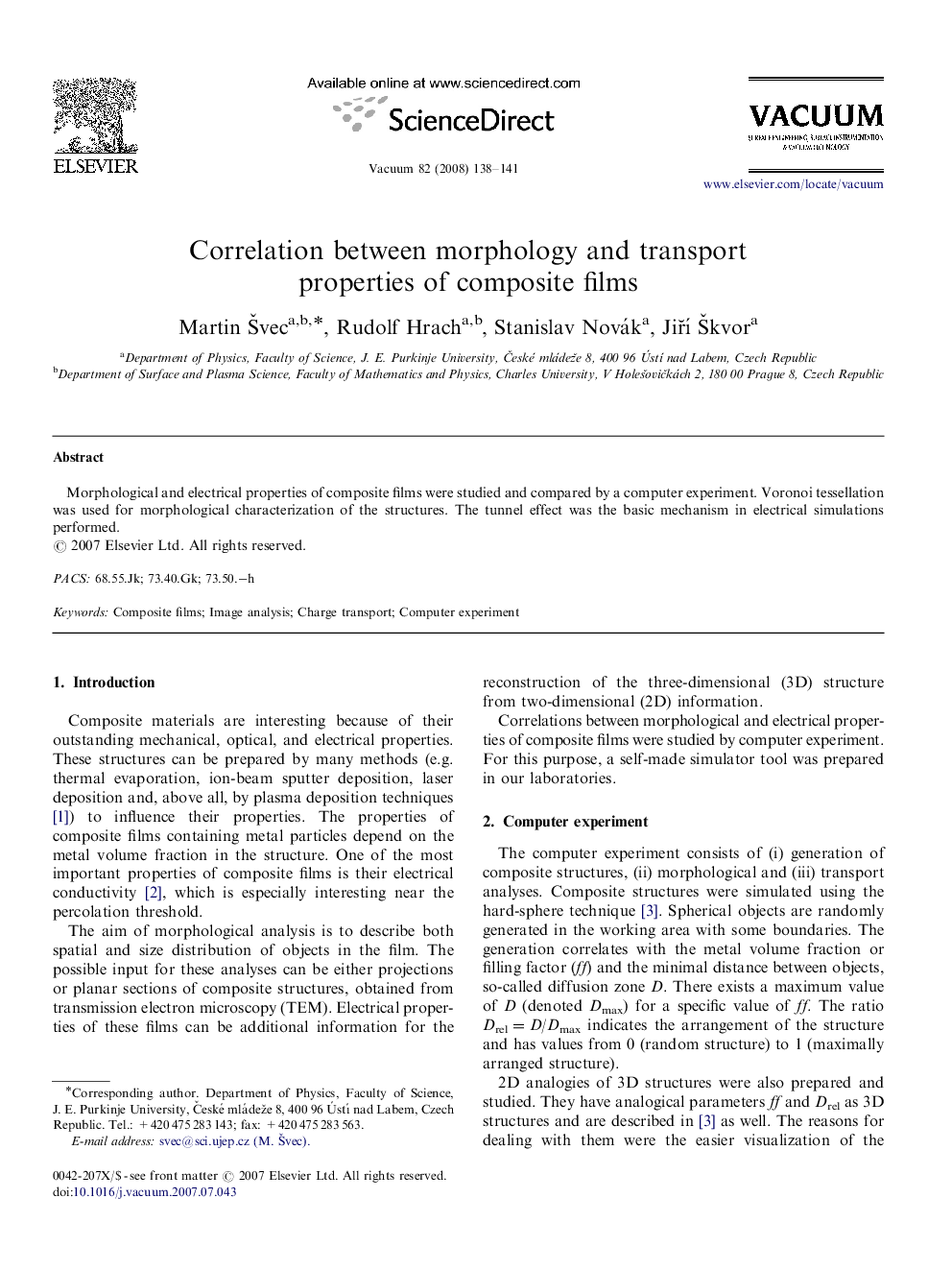 Correlation between morphology and transport properties of composite films