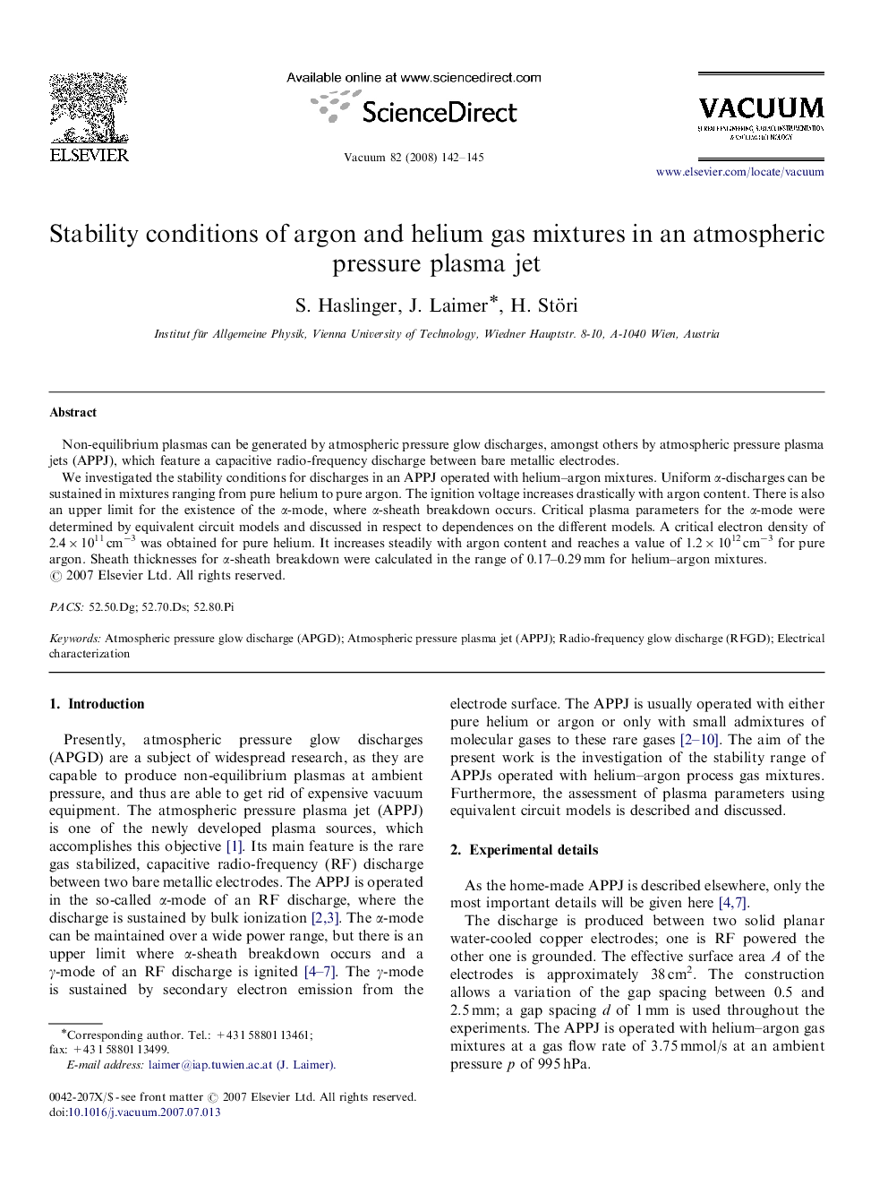 Stability conditions of argon and helium gas mixtures in an atmospheric pressure plasma jet