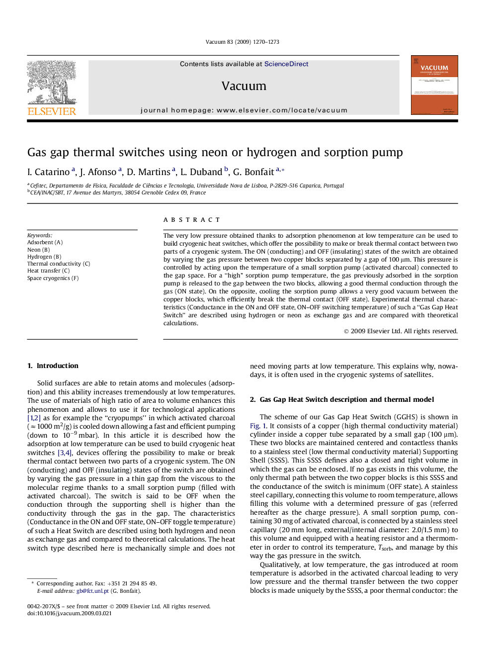 Gas gap thermal switches using neon or hydrogen and sorption pump