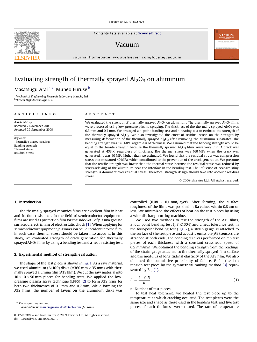 Evaluating strength of thermally sprayed Al2O3 on aluminum