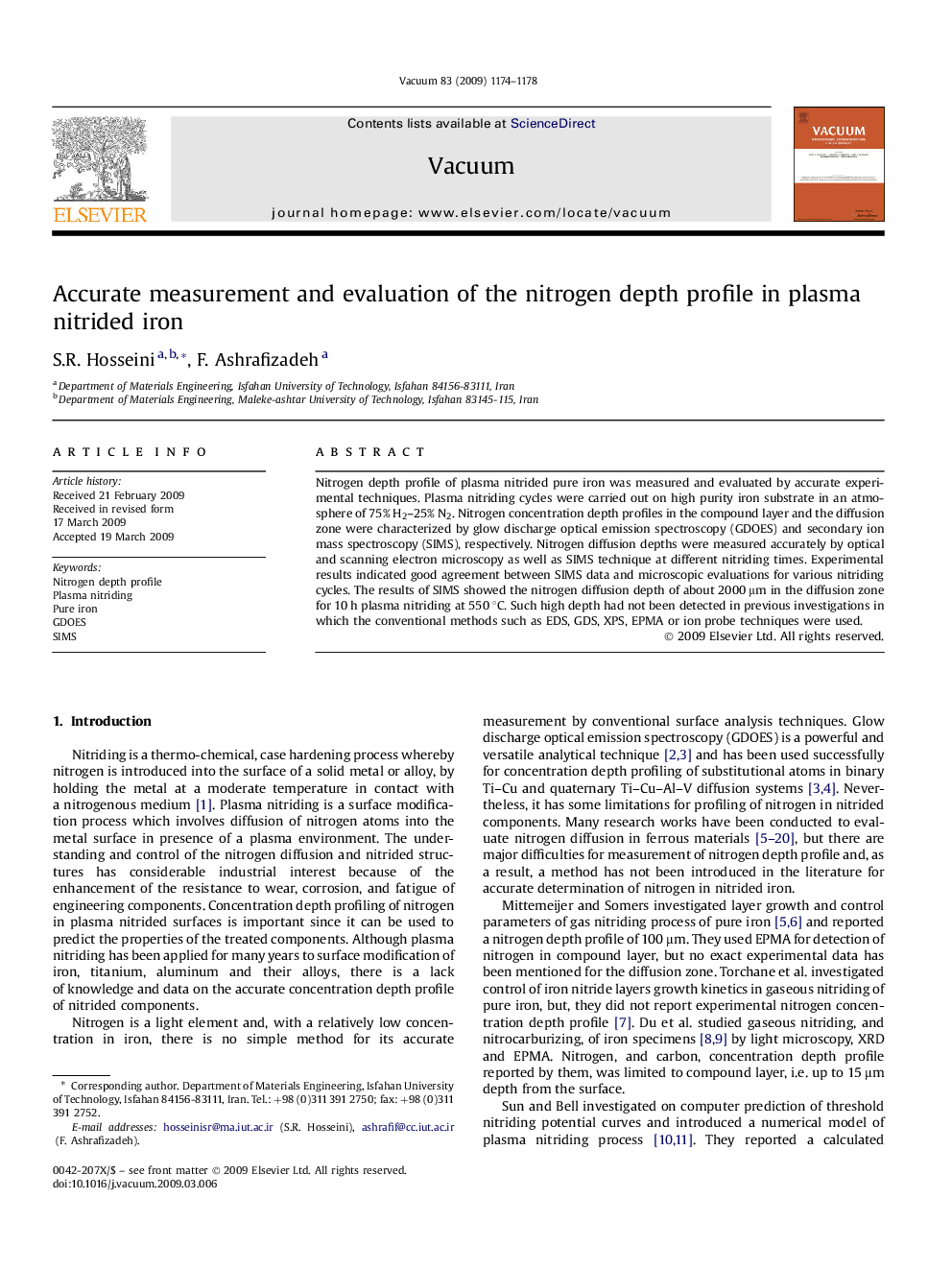 Accurate measurement and evaluation of the nitrogen depth profile in plasma nitrided iron