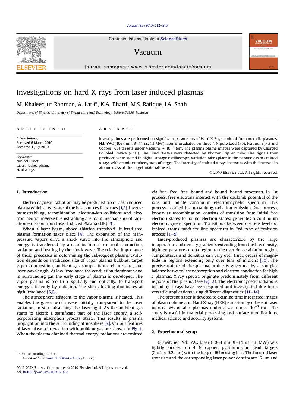 Investigations on hard X-rays from laser induced plasmas