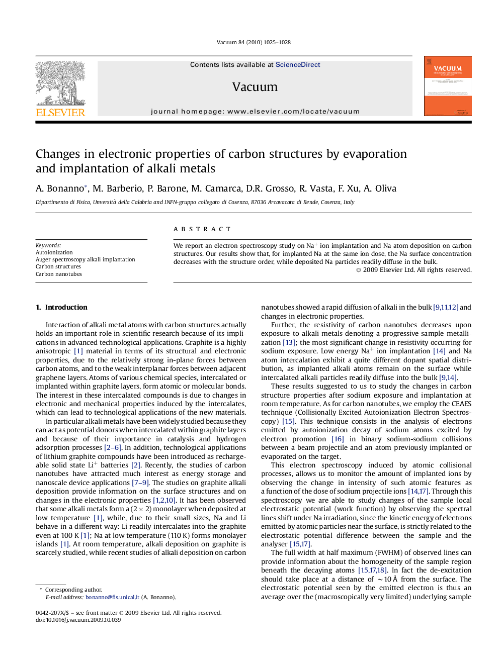 Changes in electronic properties of carbon structures by evaporation and implantation of alkali metals