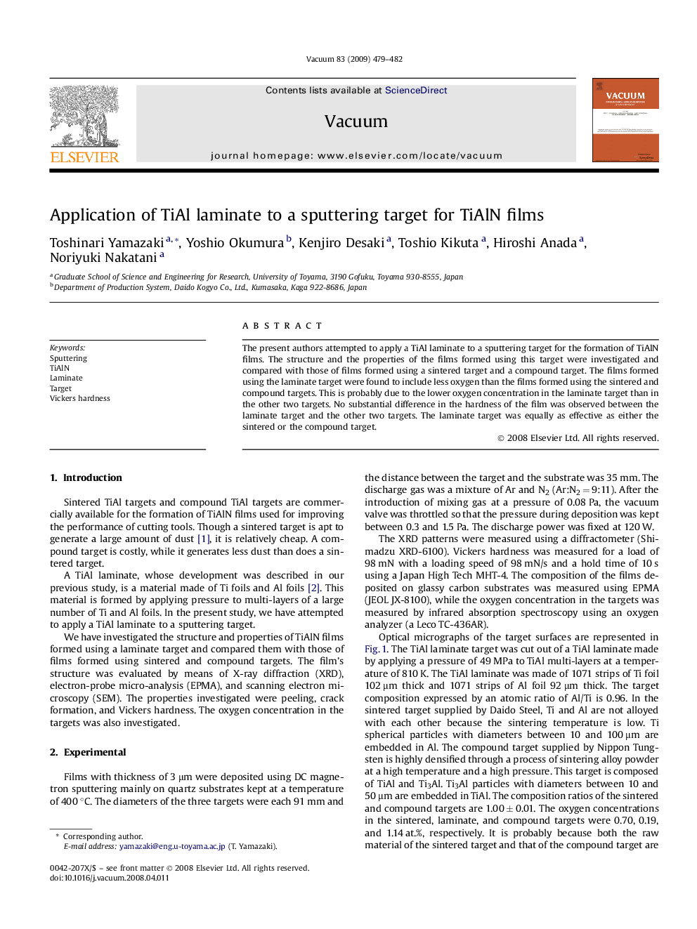 Application of TiAl laminate to a sputtering target for TiAlN films