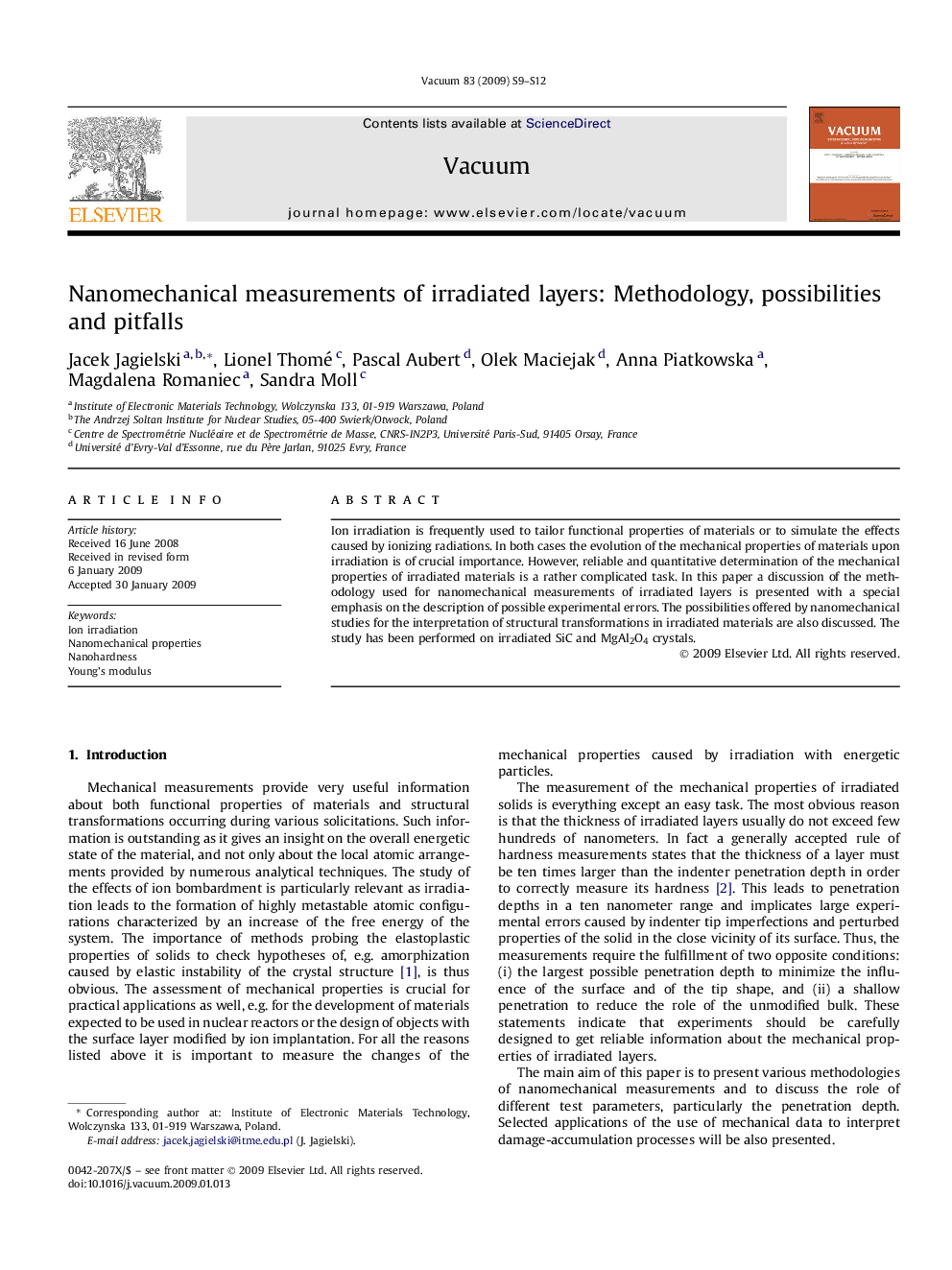 Nanomechanical measurements of irradiated layers: Methodology, possibilities and pitfalls