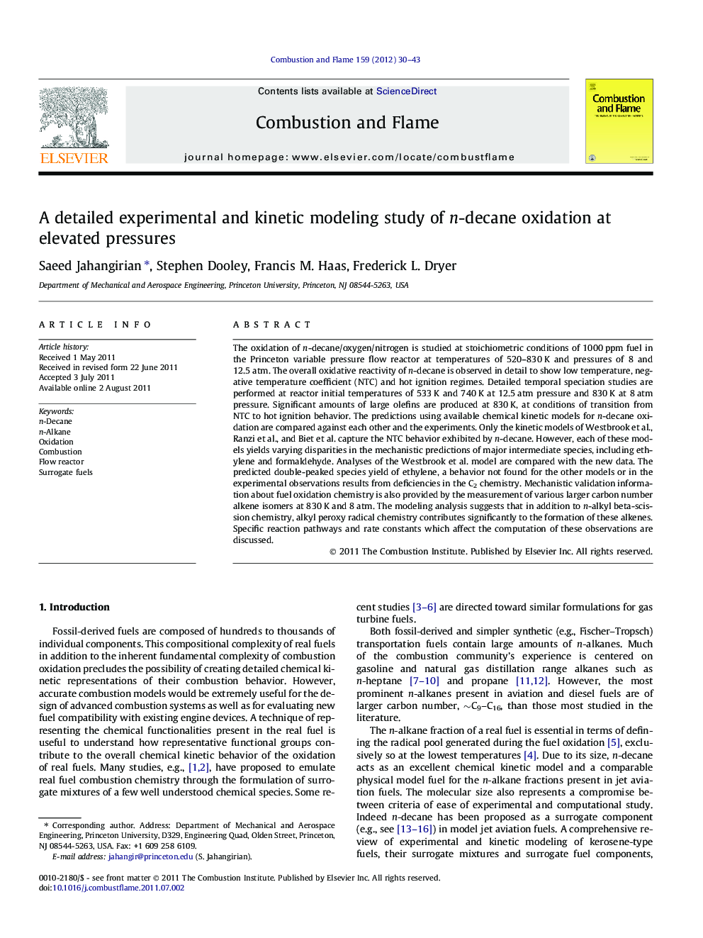 A detailed experimental and kinetic modeling study of n-decane oxidation at elevated pressures