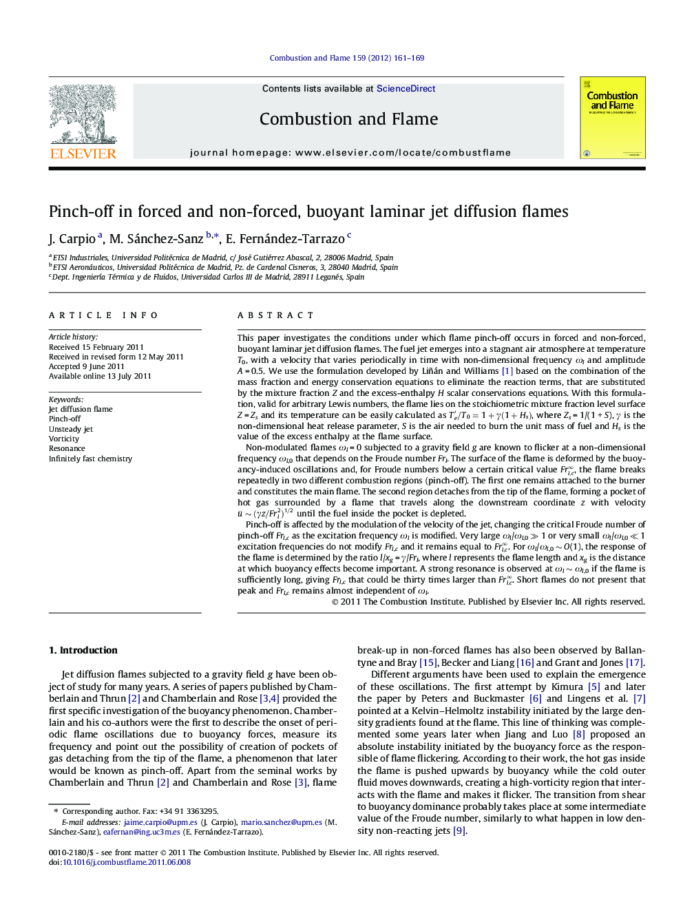 Pinch-off in forced and non-forced, buoyant laminar jet diffusion flames