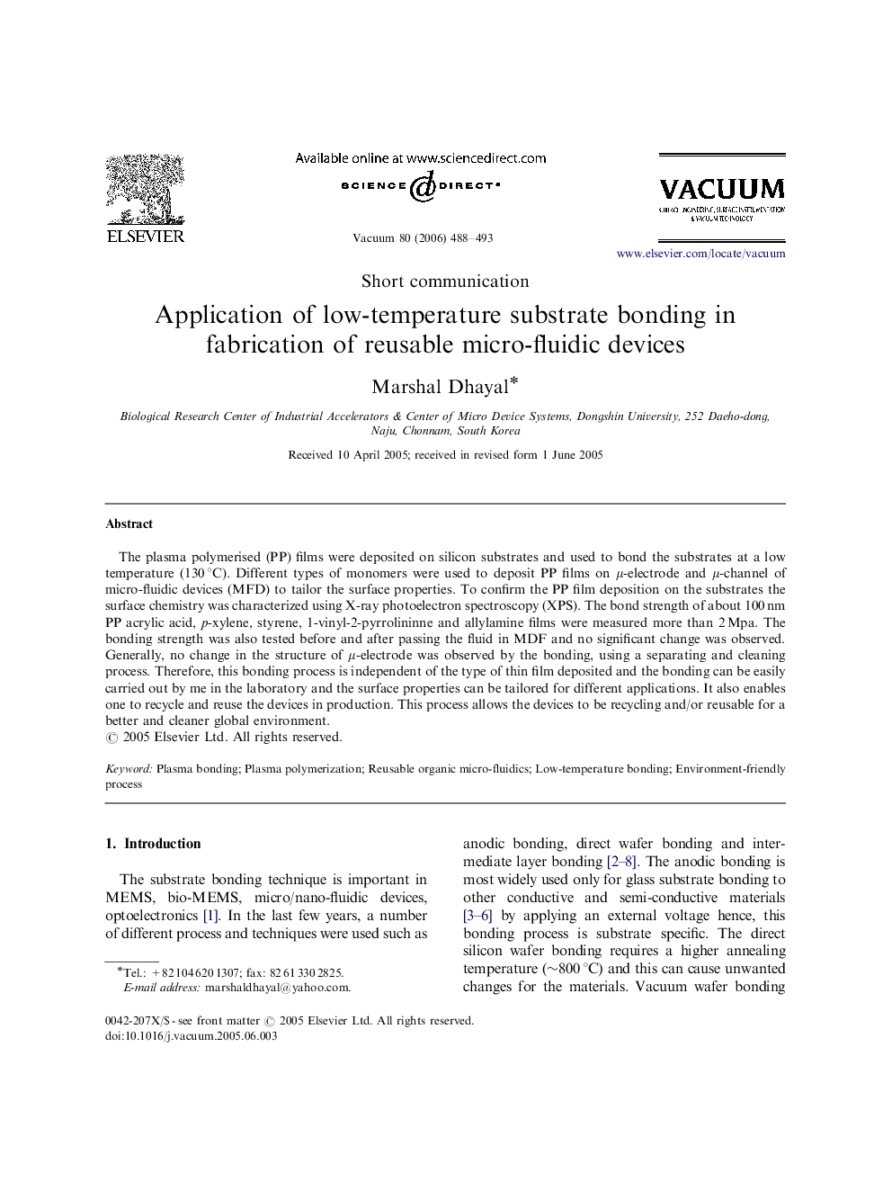 Application of low-temperature substrate bonding in fabrication of reusable micro-fluidic devices