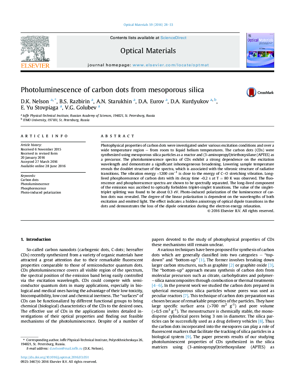 Photoluminescence of carbon dots from mesoporous silica