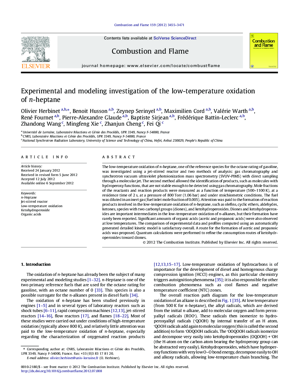 Experimental and modeling investigation of the low-temperature oxidation of n-heptane