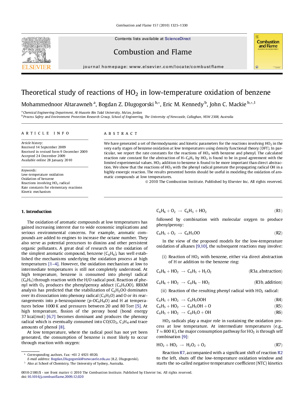 Theoretical study of reactions of HO2 in low-temperature oxidation of benzene