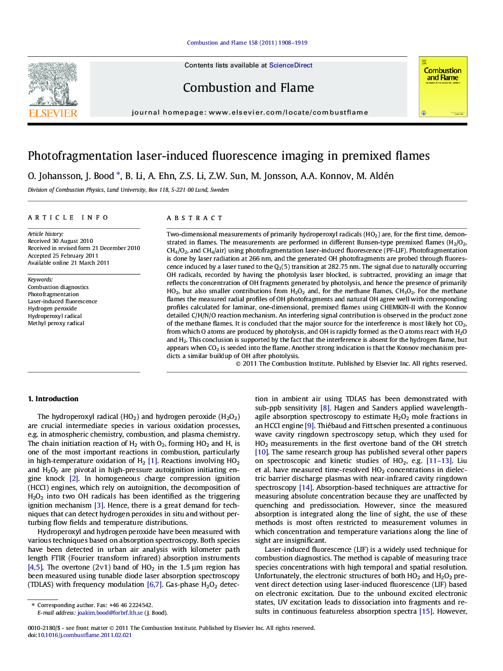 Photofragmentation laser-induced fluorescence imaging in premixed flames