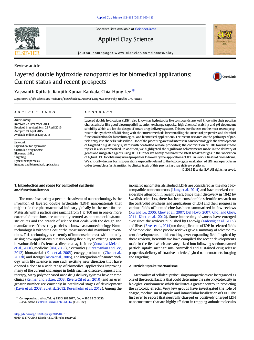 Layered double hydroxide nanoparticles for biomedical applications: Current status and recent prospects