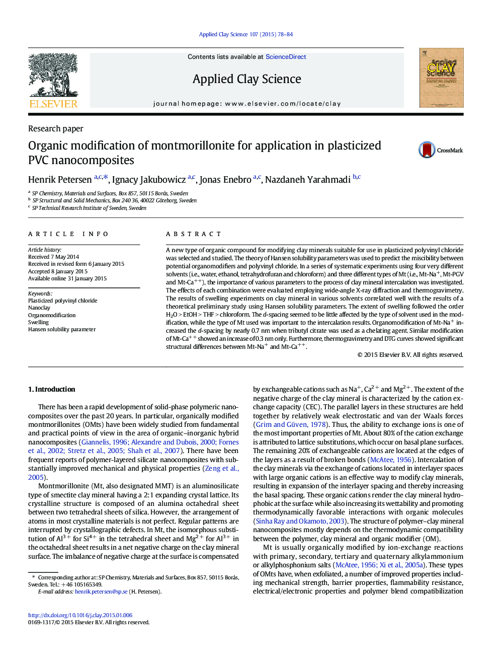 Organic modification of montmorillonite for application in plasticized PVC nanocomposites