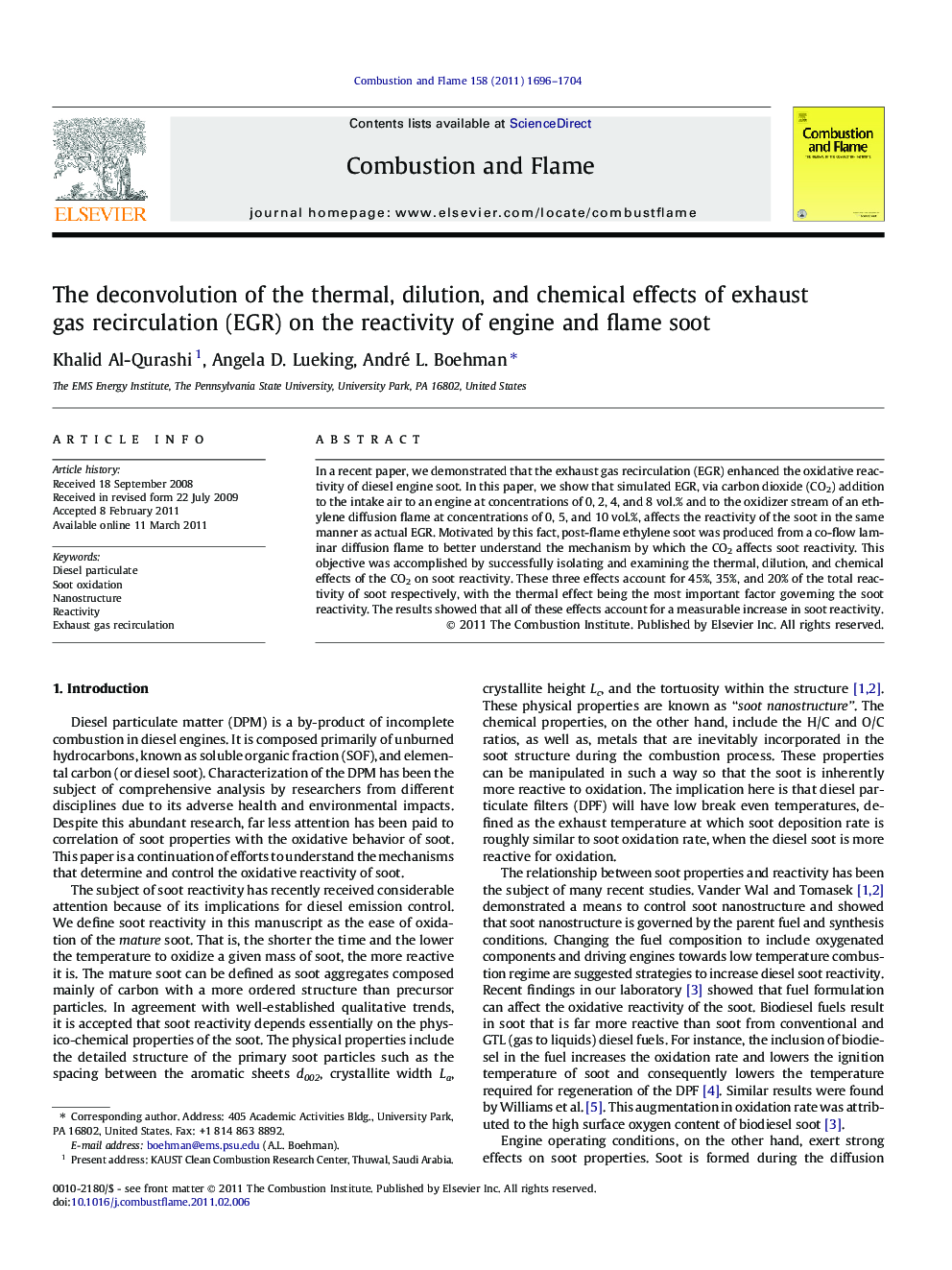 The deconvolution of the thermal, dilution, and chemical effects of exhaust gas recirculation (EGR) on the reactivity of engine and flame soot