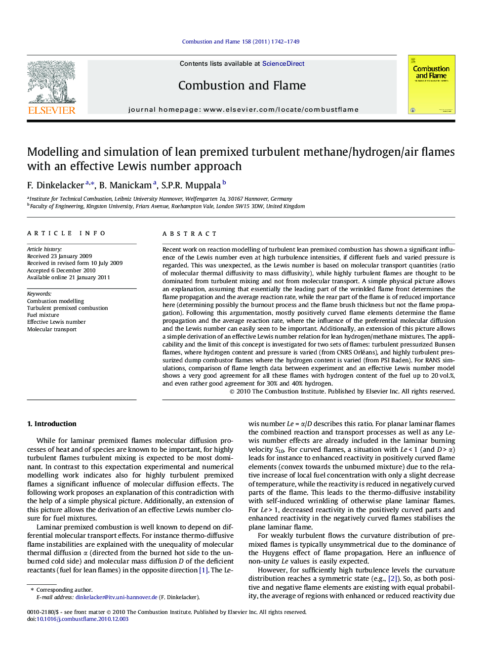 Modelling and simulation of lean premixed turbulent methane/hydrogen/air flames with an effective Lewis number approach