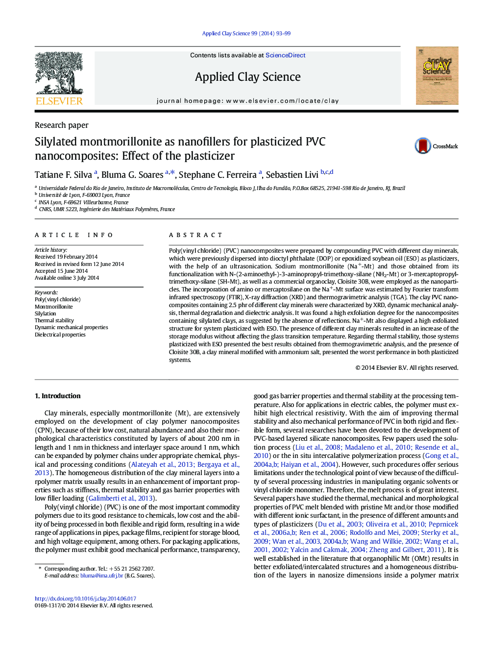 Silylated montmorillonite as nanofillers for plasticized PVC nanocomposites: Effect of the plasticizer