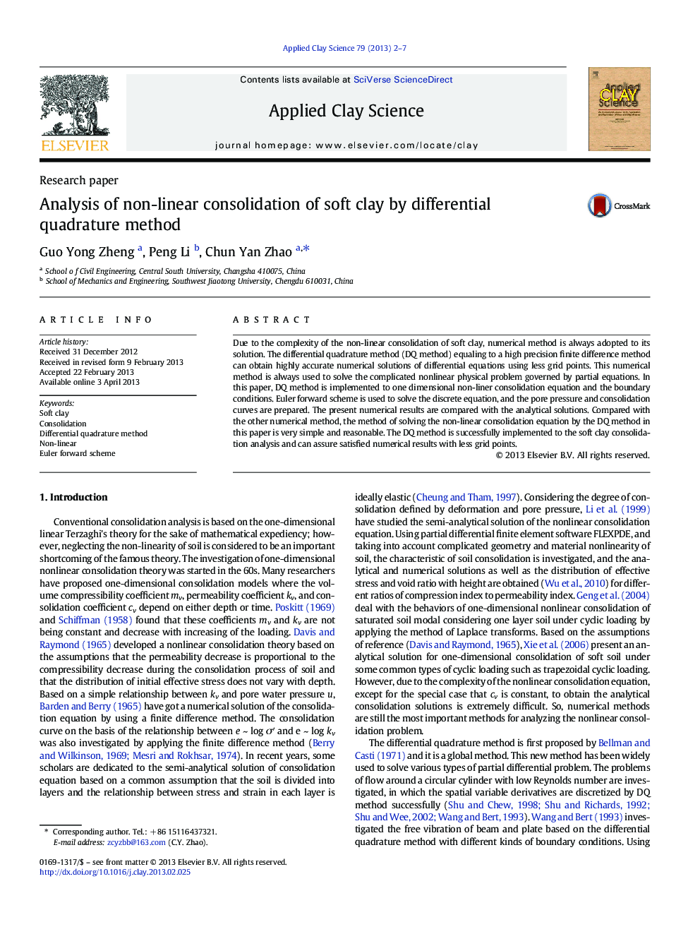 Analysis of non-linear consolidation of soft clay by differential quadrature method