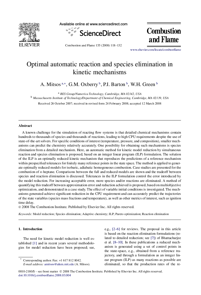 Optimal automatic reaction and species elimination in kinetic mechanisms