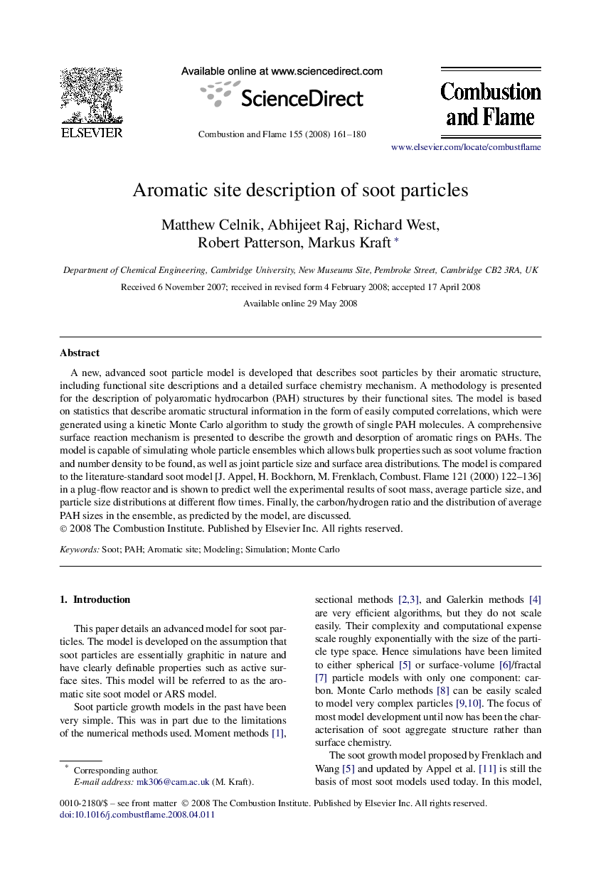 Aromatic site description of soot particles