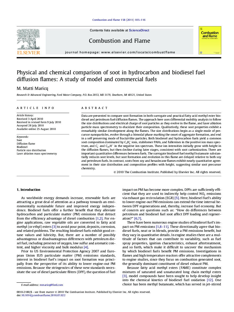 Physical and chemical comparison of soot in hydrocarbon and biodiesel fuel diffusion flames: A study of model and commercial fuels