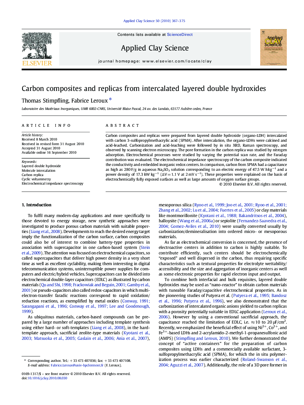 Carbon composites and replicas from intercalated layered double hydroxides