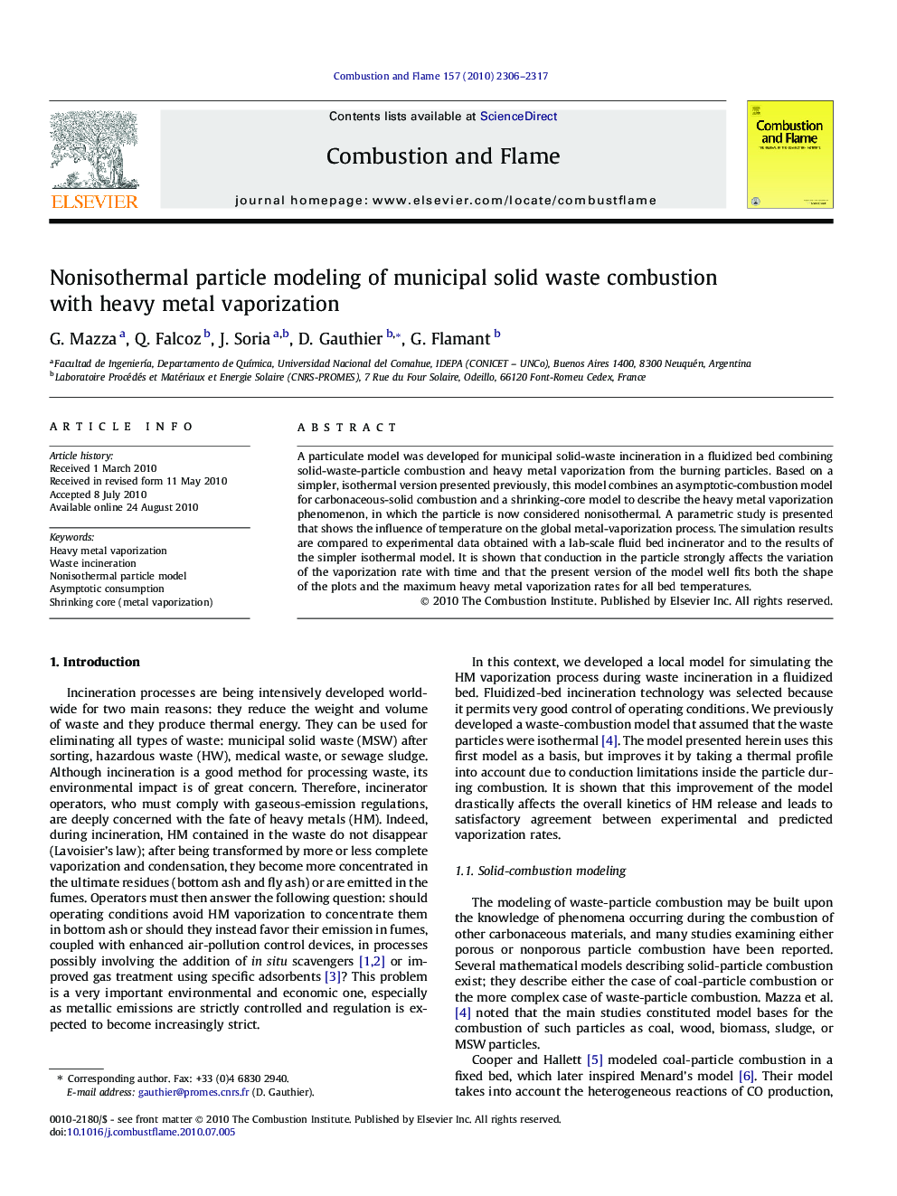 Nonisothermal particle modeling of municipal solid waste combustion with heavy metal vaporization