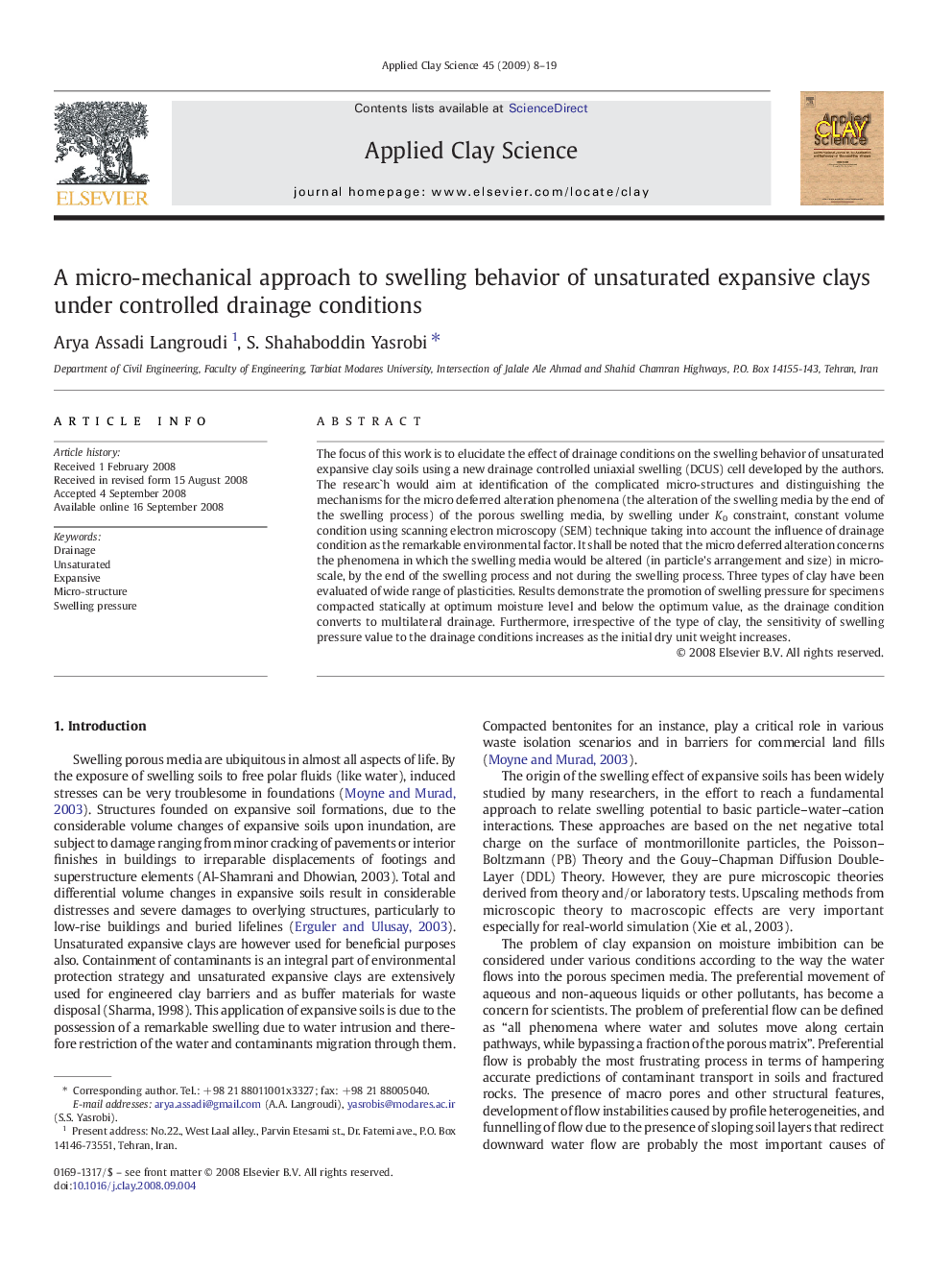 A micro-mechanical approach to swelling behavior of unsaturated expansive clays under controlled drainage conditions