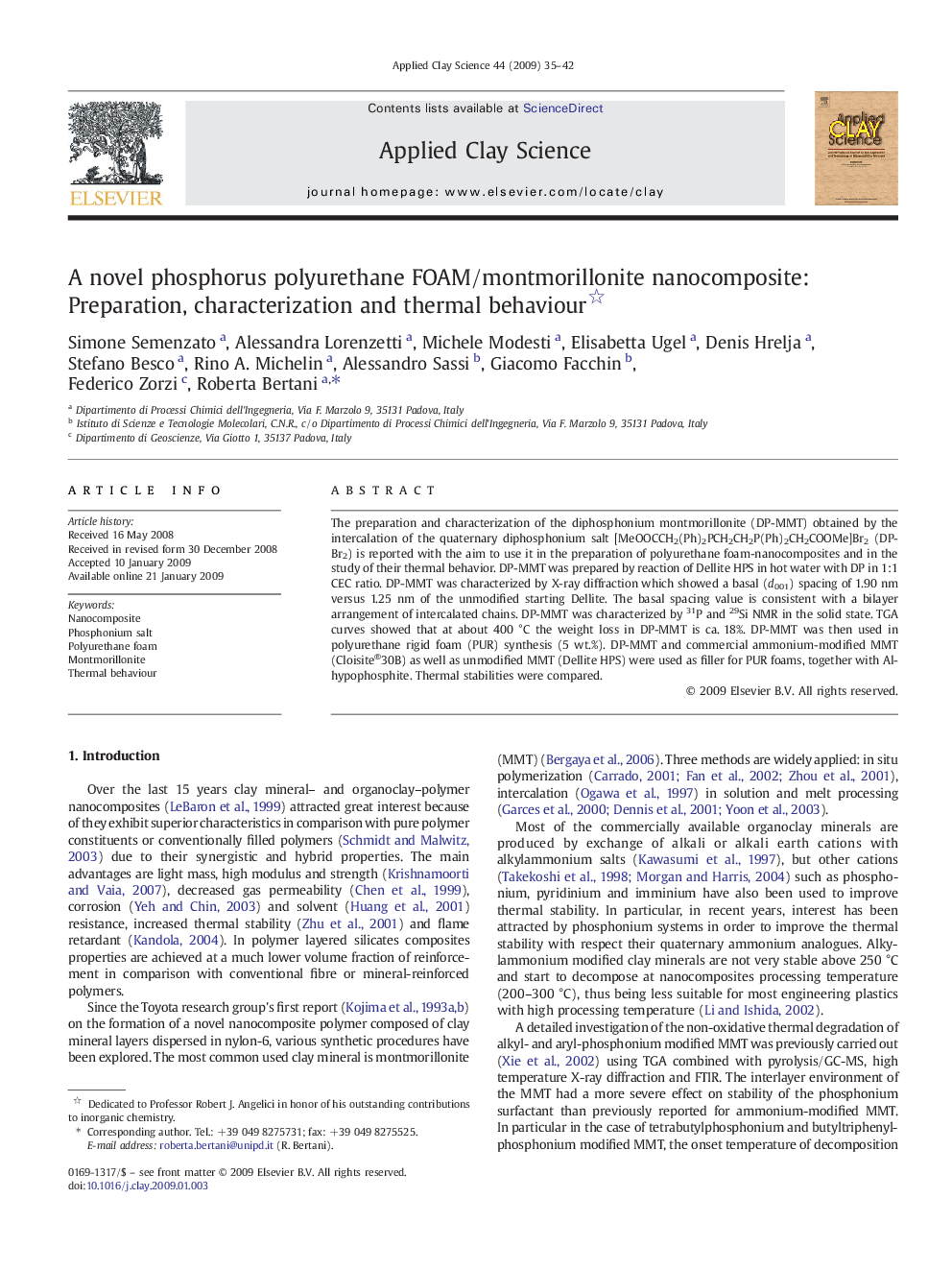 A novel phosphorus polyurethane FOAM/montmorillonite nanocomposite: Preparation, characterization and thermal behaviour 