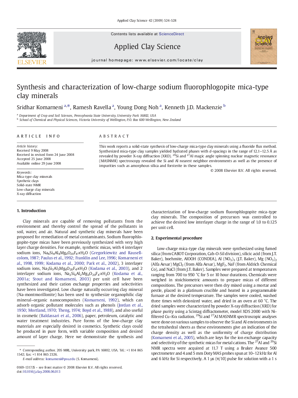 Synthesis and characterization of low-charge sodium fluorophlogopite mica-type clay minerals