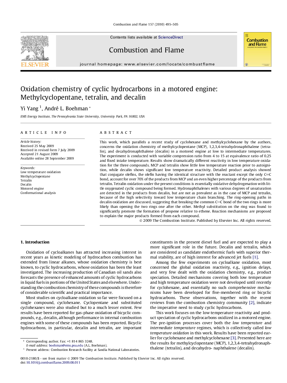 Oxidation chemistry of cyclic hydrocarbons in a motored engine: Methylcyclopentane, tetralin, and decalin