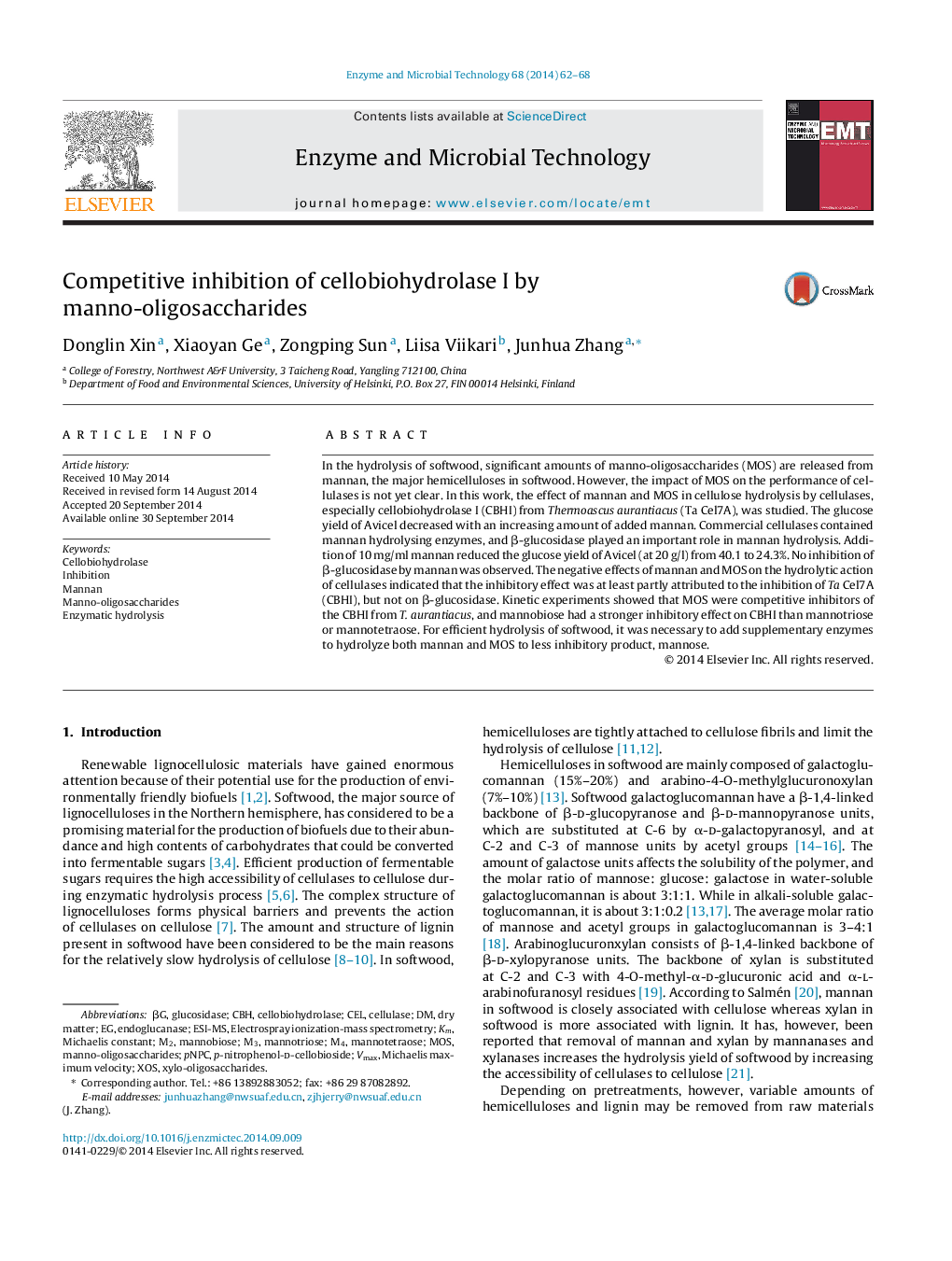 Competitive inhibition of cellobiohydrolase I by manno-oligosaccharides